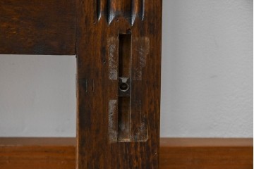 フランスアンティーク　ビーチ材　年月を重ねて味を増した本革の風合いが魅力的なベッドフレーム(ダブルサイズ、レザー)(R-053393)