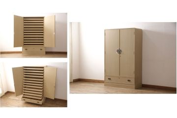 中古　美品　伝統工芸士・頓所芳男作　久光刻　細やかな意匠が光る金具が目を引く加茂桐箪笥(胴厚、桐たんす、和タンス、衣装箪笥、洋服タンス)(定価約130万円)(R-053396)