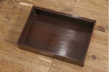 中古　伝統工芸品　大阪唐木指物　立花作　カリン(花梨)材　漆塗り　格式高い和の空間づくりにおすすめな飾り棚(茶棚、収納棚、戸棚)(R-053397)