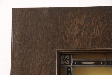 和製ビンテージ　永田洋家具店　永田良介商店　凝ったデザインのステンドグラスが魅力的な木製ドア(扉、建具、ヴィンテージ)(R-053400)