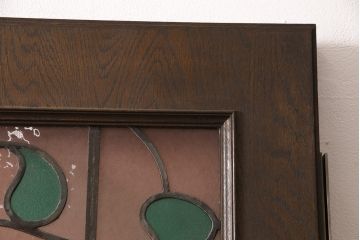 和製ビンテージ　永田洋家具店　永田良介商店　絵画を飾ったようなおしゃれな空間を演出するステンドグラス入り木製ドア(扉、建具、ヴィンテージ)(R-053401)
