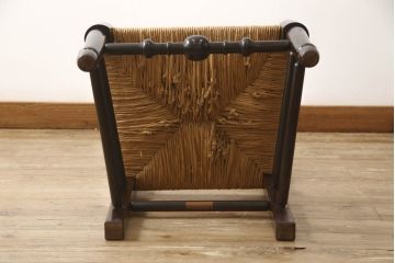 中古　松本民芸家具　38型　落ち着きのある色味とラッシのコントラストがおしゃれなスピンドルチェア(定価14万円)(ダイニングチェア、椅子)(R-053412)