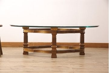 中古　美品　DREXEL HERITAGE(ドレクセルヘリテイジ)　FRANCESCA(フランチェスカ)シリーズ　エレガントな雰囲気を醸し出すシルエットが美しいカクテルテーブル(センターテーブル、ローテーブル、リビングテーブル、ガラステーブル)(定価約48万円)(R-053421)