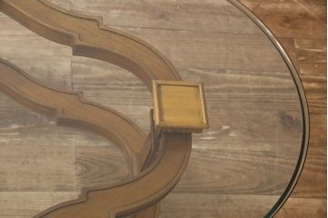 中古　美品　DREXEL HERITAGE(ドレクセルヘリテイジ)　FRANCESCA(フランチェスカ)シリーズ　エレガントな雰囲気を醸し出すシルエットが美しいカクテルテーブル(センターテーブル、ローテーブル、リビングテーブル、ガラステーブル)(定価約48万円)(R-053421)