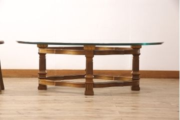 中古　美品　DREXEL HERITAGE(ドレクセルヘリテイジ)　FRANCESCA(フランチェスカ)シリーズ　エレガントな雰囲気を醸し出すシルエットが美しいカクテルテーブル(センターテーブル、ローテーブル、リビングテーブル、ガラステーブル)(定価約48万円)(R-053421)