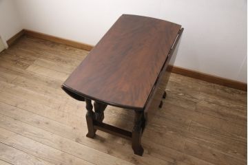 中古　松本民芸家具　落ち着いた大人空間におすすめのT.R.ゲートレッグテーブル(バタフライテーブル)(定価約31万円)(R-053423)