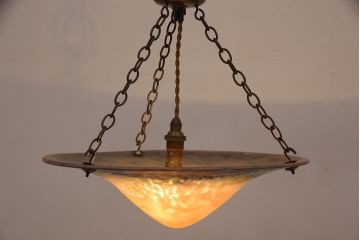 フランスビンテージ　ル・ヴェール・フランセ(Le verre francais)　他ではなかなか見られない独特な存在感を放つ天井照明(吊り下げ照明、ペンダントライト、ヴィンテージ)(R-053425)