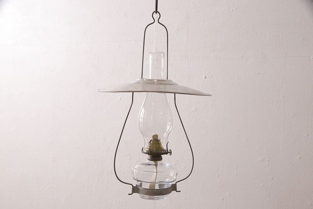 和製アンティーク　平芯　空間の雰囲気をぐっと盛り上げてくれるオイルランプ(ハンギングランプ、吊り下げランプ、ランタン)(R-053430)