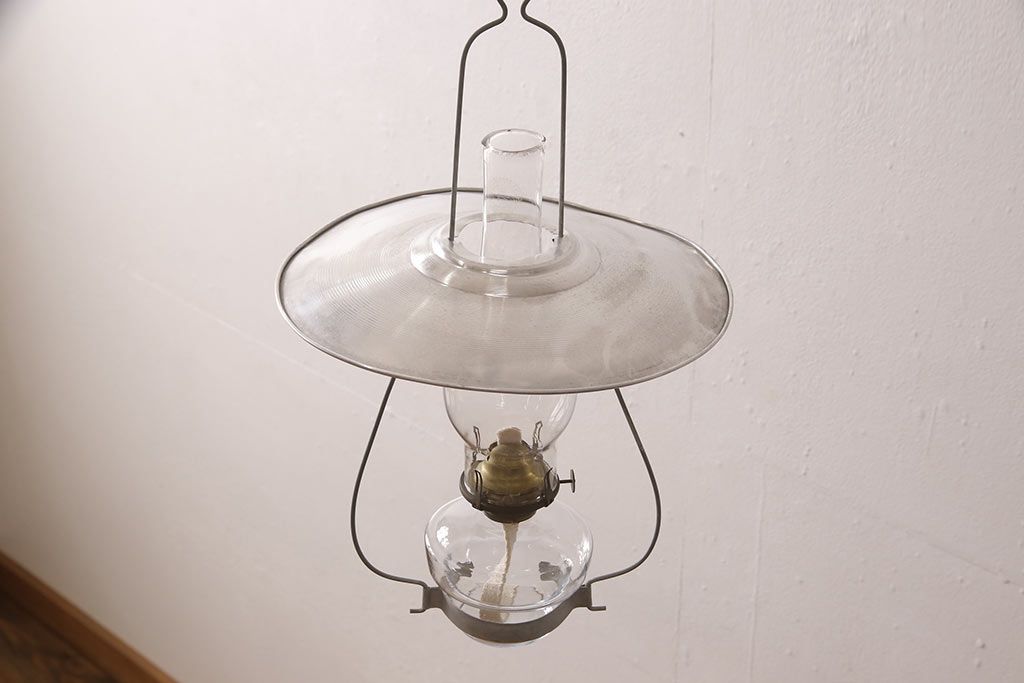 和製アンティーク　平芯　空間の雰囲気をぐっと盛り上げてくれるオイルランプ(ハンギングランプ、吊り下げランプ、ランタン)(R-053430)