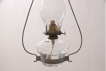 和製アンティーク　平芯　空間の雰囲気をぐっと盛り上げてくれるオイルランプ(ハンギングランプ、吊り下げランプ、ランタン)(R-053430)