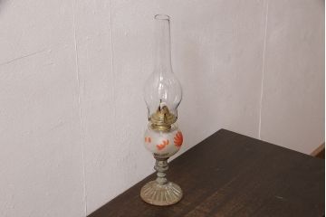 和製アンティーク　平芯　ノスタルジックな雰囲気を演出してくれるオイルランプ(灯油ランプ、卓上ランプ)(R-053431)