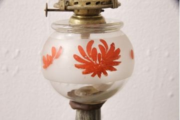 和製アンティーク　平芯　ノスタルジックな雰囲気を演出してくれるオイルランプ(灯油ランプ、卓上ランプ)(R-053431)