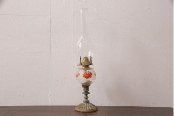 和製アンティーク　平芯　ノスタルジックな雰囲気を演出してくれるオイルランプ(灯油ランプ、卓上ランプ)(R-053431)