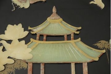 ビンテージ家具　高級品!美しい螺鈿(らでん)と石細工の絵が見事な両面使いローテーブル(センターテーブル、座卓、ヴィンテージ)(R-053432)