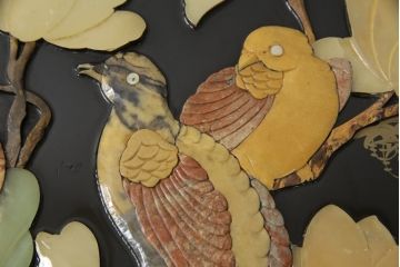 ビンテージ家具　高級品!美しい螺鈿(らでん)と石細工の絵が見事な両面使いローテーブル(センターテーブル、座卓、ヴィンテージ)(R-053432)