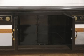 ビンテージ家具　高級品!美しい螺鈿(らでん)と石細工の絵が見事な両面使いローテーブル(センターテーブル、座卓、ヴィンテージ)(R-053432)