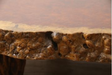 和製ビンテージ　カリン材の鳥眼杢が美しい存在感抜群の座卓(ローテーブル、花梨材)(定価約300万円)(R-053433)