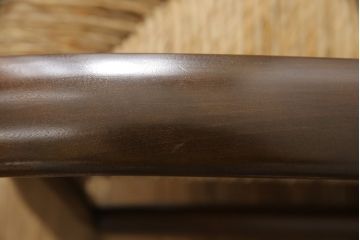 中古　美品　松本民芸家具　#77型  ラッシ座(ガマ座)の二人掛け曲肘イス(アームベンチ、ソファ、椅子)(定価約33万円)(R-053434)