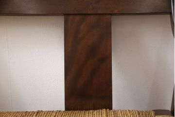 中古　美品　松本民芸家具　#77型  ラッシ座(ガマ座)の二人掛け曲肘イス(アームベンチ、ソファ、椅子)(定価約33万円)(R-053435)