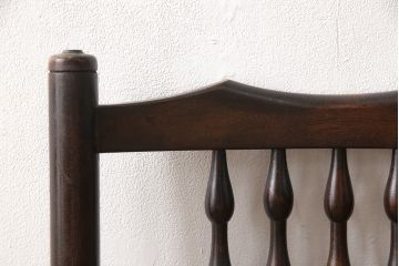 中古　松本民芸家具　♯21型　ラッシ座面がお洒落なスピンドルアームチェア(椅子、イス、ダイニングチェア)(定価約22万円)(R-053444)