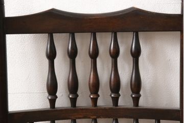 中古　松本民芸家具　♯21型　ラッシ座面がお洒落なスピンドルアームチェア(椅子、イス、ダイニングチェア)(定価約22万円)(R-053444)