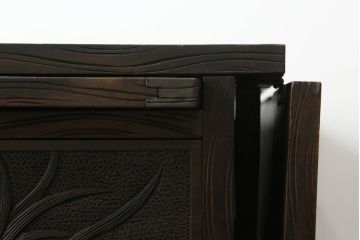 和製ビンテージ　軽井沢彫り　激レア!両面使いのカウンターテーブルチェスト(引き出し、キャビネット、収納棚、サイドボード)(R-053449)