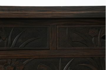 和製ビンテージ　軽井沢彫り　激レア!両面使いのカウンターテーブルチェスト(引き出し、キャビネット、収納棚、サイドボード)(R-053449)