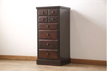 中古　民芸家具　蝦夷民芸　隙間収納にもおすすめの縦型チェスト(引き出し)(R-053452)