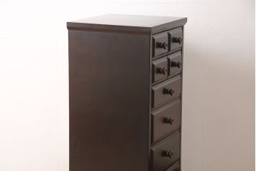 中古　民芸家具　蝦夷民芸　隙間収納にもおすすめの縦型チェスト(引き出し)(R-053452)