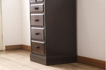 中古　民芸家具　蝦夷民芸　隙間収納にもおすすめの縦型チェスト(引き出し)(R-053452)