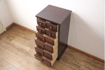 中古　民芸家具　蝦夷民芸　隙間収納にもおすすめの縦型チェスト(引き出し)(R-053452)