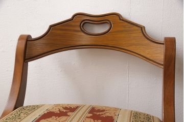 中古　美品　DREXEL HERITAGE(ドレクセルヘリテイジ)　光沢のあるファブリックが高級感を醸し出すキャスター付きダイニングチェア2脚セット(イス、椅子)(定価2脚で約40万円)(R-053458)