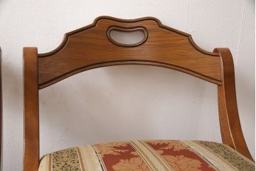 中古　美品　DREXEL HERITAGE(ドレクセルヘリテイジ)　光沢のあるファブリックが高級感を醸し出すキャスター付きダイニングチェア2脚セット(イス、椅子)(定価2脚で約40万円)(R-053458)