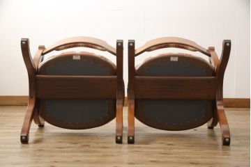 中古　美品　DREXEL HERITAGE(ドレクセルヘリテイジ)　ESPERANTO(エスペラント)　光沢のあるファブリックが高級感を醸し出すアーム付きダイニングチェア2脚セット(イス、椅子)(定価2脚で約48万円)(R-053459)