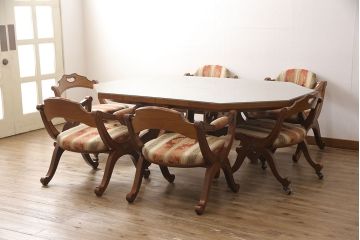 中古　美品　DREXEL HERITAGE(ドレクセルヘリテイジ)　ESPERANTO(エスペラント)　光沢のあるファブリックが高級感を醸し出すアーム付きダイニングチェア2脚セット(イス、椅子)(定価2脚で約48万円)(R-053459)