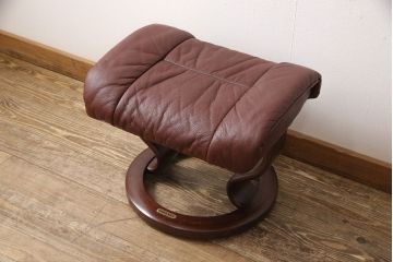 中古　EKORNES(エコーネス)　本革(レザー)　オットマン付き　ストレスレス レノ クラシック(M)(定価約37万9千円)(アームチェア、リクライニングチェア、椅子)(R-053467)