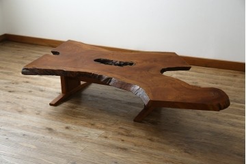 中古　美品　総漆塗り　手造り工芸家具　2wayで衝立にも!　上質な造りが魅力的なテーブル(パーテーション)　定価約80万円相当　(R-053489)