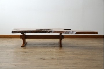 中古　美品　総漆塗り　手造り工芸家具　2wayで衝立にも!　上質な造りが魅力的なテーブル(パーテーション)　定価約80万円相当　(R-053489)