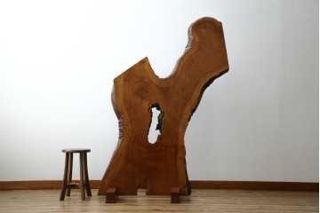 中古　美品　総漆塗り　手造り工芸家具　2wayで衝立にも!　上質な造りが魅力的なテーブル(パーテーション)　定価約80万円相当　(R-053489)