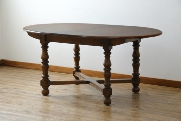 イギリスビンテージ　美品　ERCOL(アーコール)　ニレ材　クラシカルな雰囲気漂うドローリーフテーブル　(R-053490)