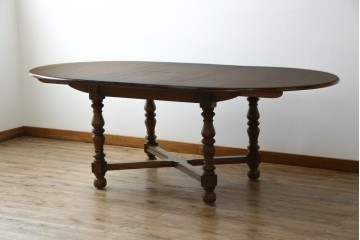 イギリスビンテージ　美品　ERCOL(アーコール)　ニレ材　クラシカルな雰囲気漂うドローリーフテーブル　(R-053490)