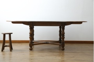 イギリスビンテージ　美品　ERCOL(アーコール)　ニレ材　クラシカルな雰囲気漂うドローリーフテーブル　(R-053490)