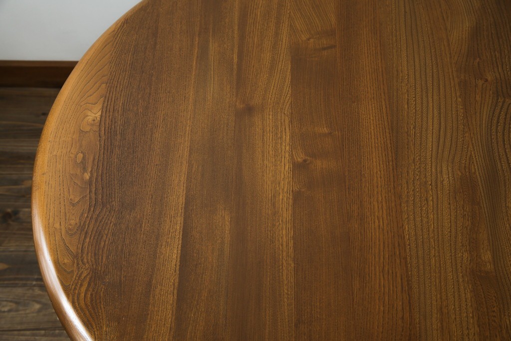 イギリスビンテージ　美品　ERCOL(アーコール)　ニレ材　クラシカルな雰囲気漂うドローリーフテーブル　(R-053490)