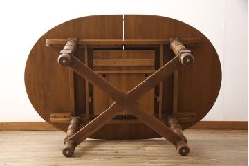 イギリスビンテージ　美品　ERCOL(アーコール)　ニレ材　クラシカルな雰囲気漂うドローリーフテーブル(エクステンションテーブル、ダイニングテーブル、ヴィンテージ)(R-053490)