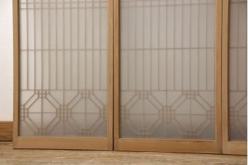 アンティーク建具　昭和中期　上品な佇まいが魅力の書院戸4枚セット(ガラス戸、ガラス窓、引き戸)(R-053496)