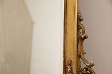中古　極美品　イタリア超高級輸入家具　ロココ様式　大振りなサイズとゴールドの彫刻(木彫り)が存在感抜群なウォールミラー(定価約100万円)(壁掛け鏡、姿見)(R-053498)