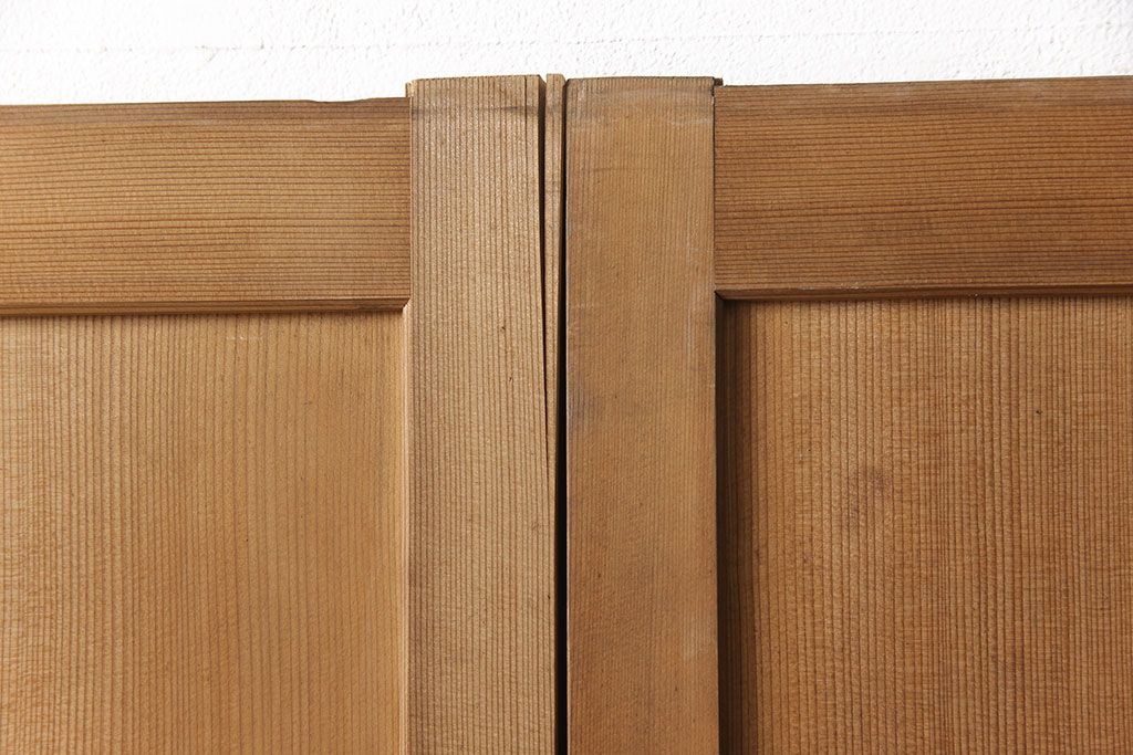 和製アンティーク　柾目が美しく上品な板戸4枚セット(帯戸、引き戸、建具)(R-053499)