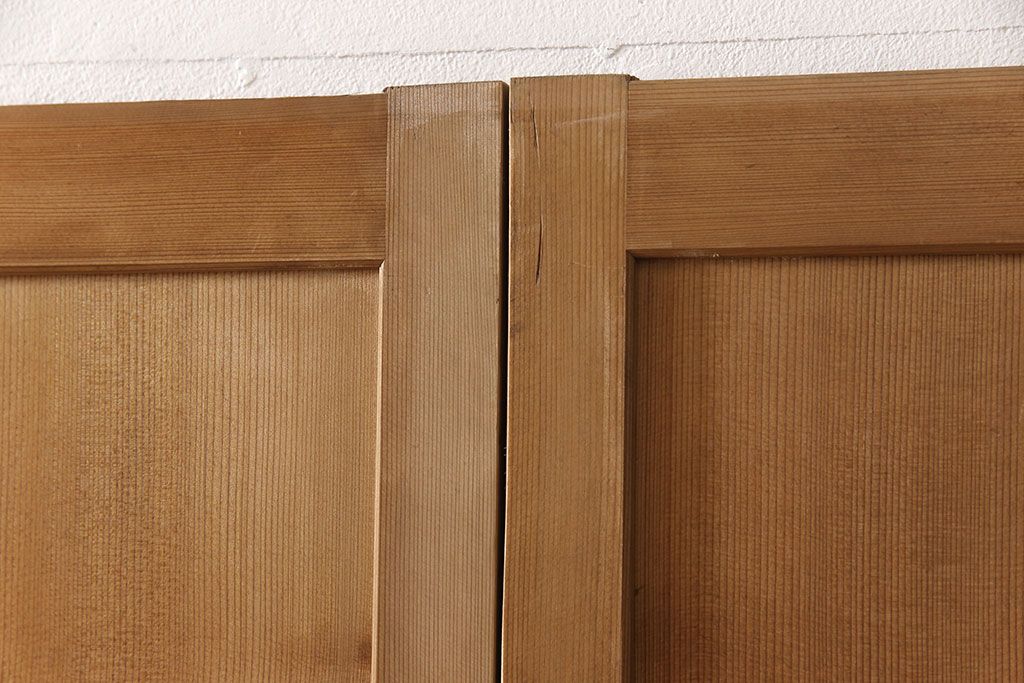 和製アンティーク　柾目が美しく上品な板戸4枚セット(帯戸、引き戸、建具)(R-053499)