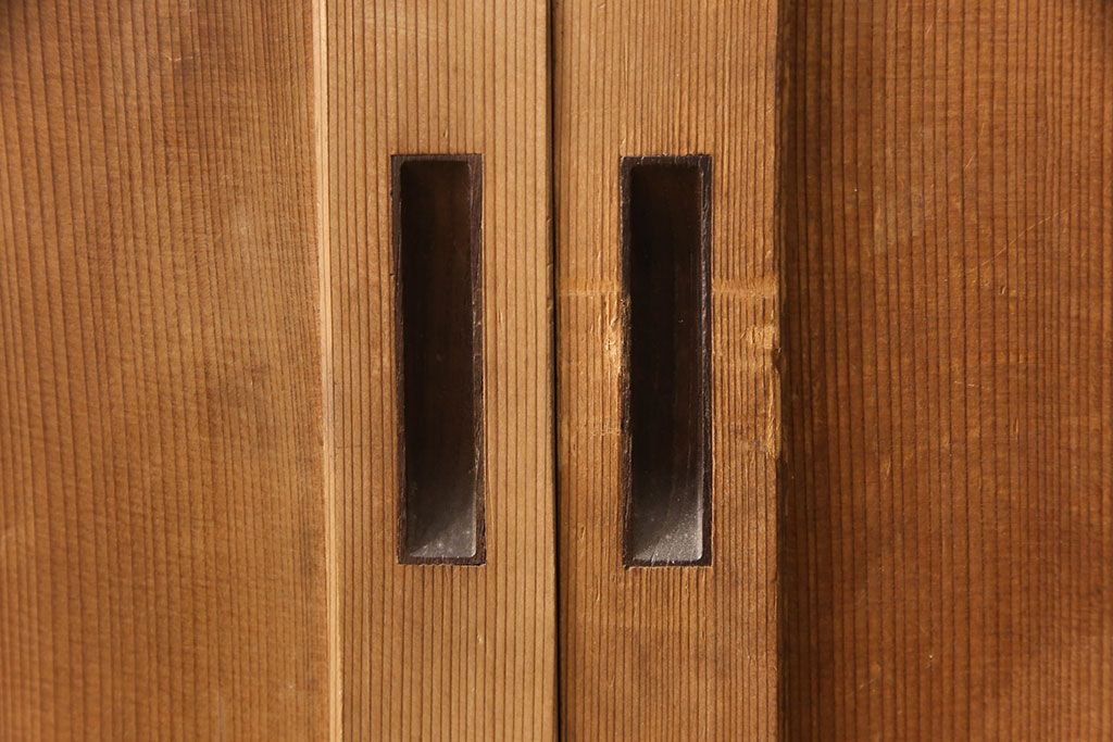 和製アンティーク　柾目が美しく上品な板戸4枚セット(帯戸、引き戸、建具)(R-053499)