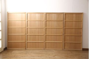 和製アンティーク　柾目が美しく上品な板戸4枚セット(帯戸、引き戸、建具)(R-053499)
